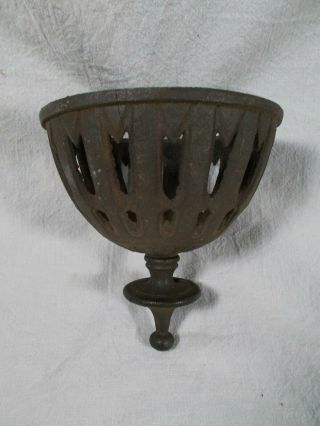 Vtg Large Embossed Cast Iron Font Cup Victorian Hanging Oil Lamp Part C1880s