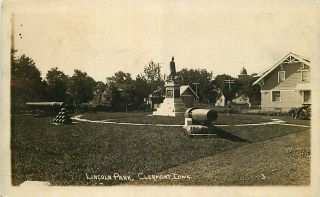 Real Photo Postcard Canon & Statue In Lincoln Park,  Clermont,  Iowa - Ca 1915