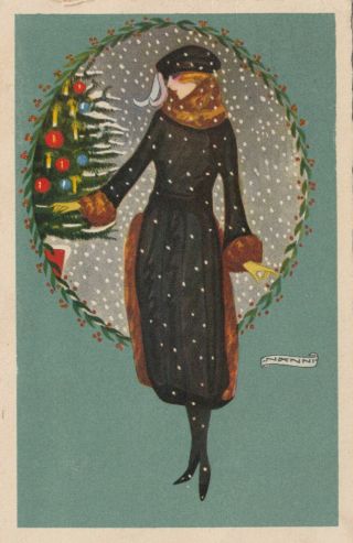 Nanni ; Art Deco Female Portrait,  Christmas,  1910 - 30s