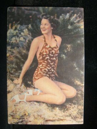 Bathing Beauty Sexy Girl Pretty Woman Shoes Suit Vintage Risque Pinup Postcard