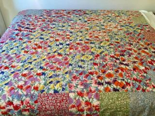 Vintage Hand - Made Cotton Quilt Top - Ready To Finish