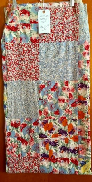VINTAGE HAND - MADE COTTON QUILT TOP - Ready to finish 3