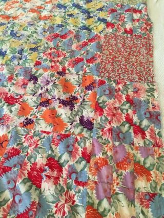 VINTAGE HAND - MADE COTTON QUILT TOP - Ready to finish 4