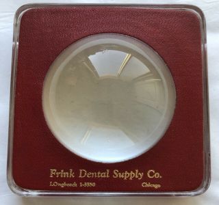 Vintage Magnifying Glass Advertising Paperweight Frink Dental Supply Co.  Chicago 2