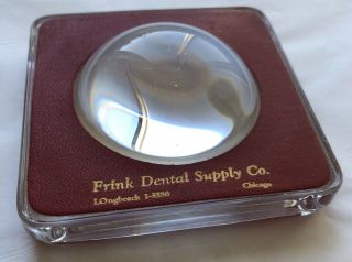 Vintage Magnifying Glass Advertising Paperweight Frink Dental Supply Co.  Chicago 3