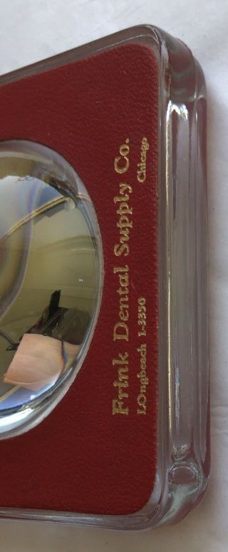 Vintage Magnifying Glass Advertising Paperweight Frink Dental Supply Co.  Chicago 7