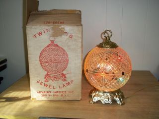 Vintage Twinkling Multi Colored Jewel Table Lamp W/box