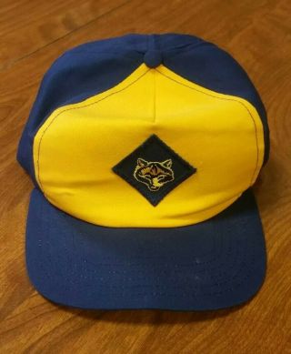 Wolf Cub Scout " Solid Twill " Adjustable Uniform Cap Hat Size M/l Made In The Usa
