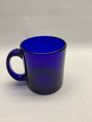 Vintage Heavy Glass Cobalt Blue Coffee Tea Cup Mug Usa 10 Oz