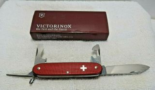1952 - 86 Victorinox Alox Red Pioneer Swiss Army 4 - Blade Knife Old Cross Box