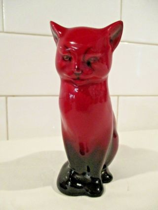 Vintage Royal Doulton Flambe Red Black Cat Signed Charles Noke 1920 - 59 Rare 5 "