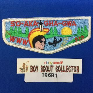 Boy Scout Oa So - Aka - Gha - Gwa Lodge 212 Order Of The Arrow Pocket Flap Patch