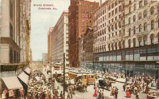 C - 1910 Chicago Illinois State Street Trolleys Hammon Postcard 7811