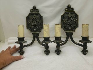 Cast Brass/bronze Double Candle Electric Wall Sconces,