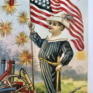 Fourth Of July Postcards - Set Of 5 - Series 129 Firecrackers,  Uncle Sam,  Children 6