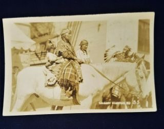 Three 1924 Calgary Stampede Postcards Indians,  Cowboys,  Rppc