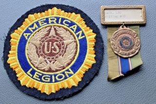 Vintage Gold Bronze American Legion Award Medal Badge Ribbon W/ Patch