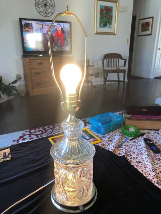 Vintage Clear Lead Crystal (?) Brilliant Cut Glass Table Lamp Night Light No Shd