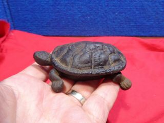 Antique Figural Turtle Match Holder? Hinged Box Cast Iron Ash Tray?