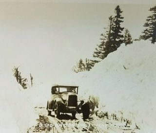1927 Rppc Kaiser Pass Car On The Snowy Road To Mono Hot Springs Big Creek Ca