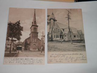 Brockton Ma - 2 Old Postcards - St.  Patrick 