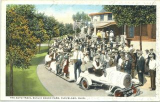 Cleveland,  Oh,  Euclid Beach Park Auto Train Postcard 1917 (kids,  Stamp,  Postage)