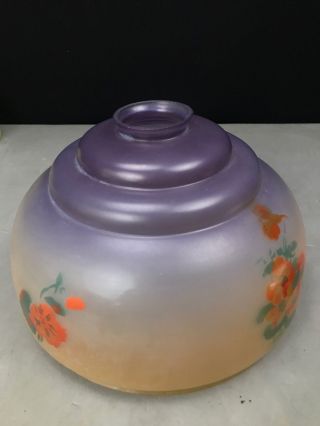 Antique Vintage Reverse Painted Dome Lamp Shade Floral 2” Fitter Ceiling Fixture