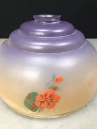 Antique Vintage Reverse Painted Dome Lamp Shade Floral 2” Fitter Ceiling Fixture 3