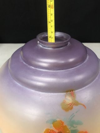 Antique Vintage Reverse Painted Dome Lamp Shade Floral 2” Fitter Ceiling Fixture 6