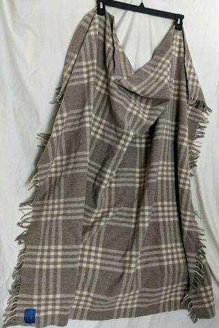 Pendleton 100 Wool Throw Blanket Fringe Beige Cream 45 X 52 Plaid