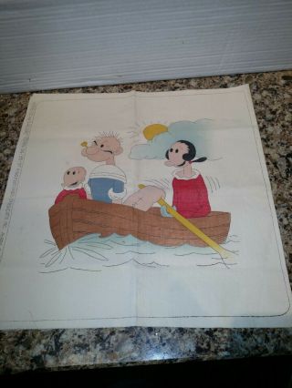 Vintage Vogart Popeye Pillow Cover Very Rare Discolored From Age