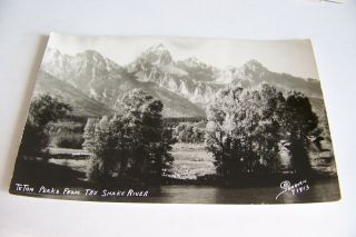 Rare Vintage Rppc Real Photo Postcard B2 Jackson Hole Wyoming Tetons Snake River