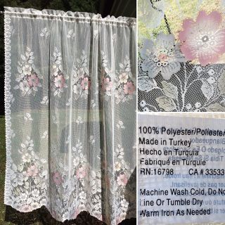 Authentic Retro Vintage Translucent See Through Flower Curtain Panel 60” X 64 “l