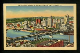 Pennsylvania Pa Postcard Pittsburgh,  Skyline View Linen Metrocraft