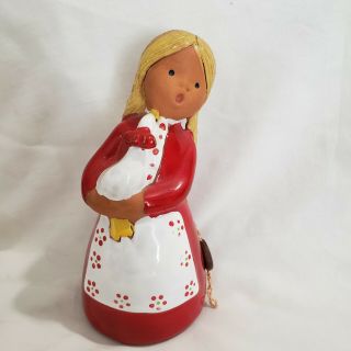 Vintage Pottery Jullar Spain Little Girl With Duck Blonde Hair Rare Figurine