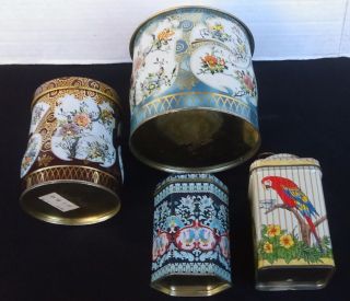 Vintage Set Of 4 Collectible Mid Century Tins 1960 