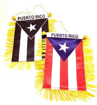 Puerto Rico Mini Rearview Mirror Mini Flag,  Boricua Pride Puerto Rican Flag
