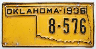 Oklahoma 1936 State Government Exempt License Plate,  Police,  Highway Department