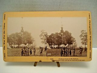 Antique Civil War " Professor Lowe In His Balloon " Stereoview Card Real Photo