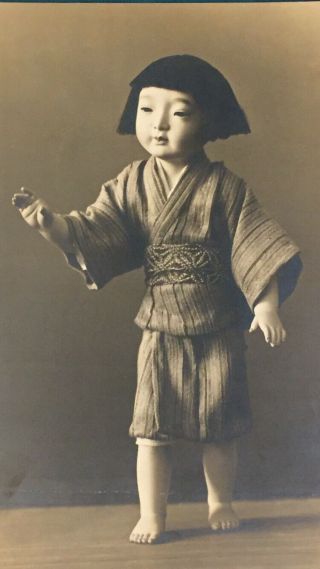 Antique Photograph Of Japanese Doll Very Old Black & White