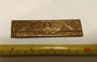 Vintage Rotary International Ornate Design Brass Metal Folding Pocket Comb