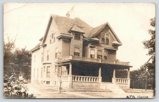 Lafayette Indiana Purdue University Alpha Tau Omega Fraternity House 1913 Rppc