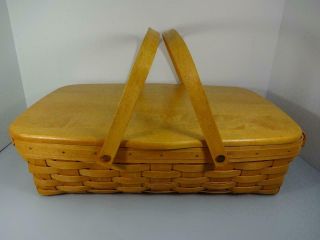 Longaberger 1997 Usa Made Gourmet Gathering Sweetheart Basket Wooden Lid & Liner