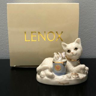 Lenox Calendar August Cat Kitty Beach Seashell Butterfly Figurine