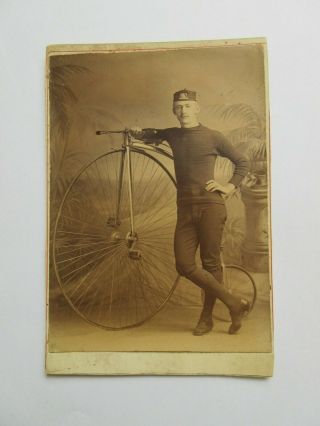 Orig.  C1880s Penny Farthing Bicycle Racer Cabinet Photo A.  Martin Photographer