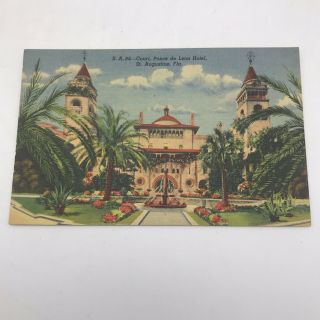 Postcard Curt Teich Linen Court Ponce De Leon Hotel St.  Augustine Florida