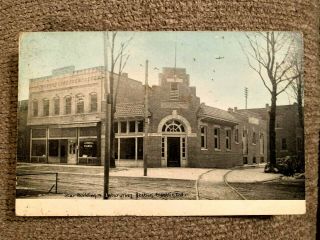 Very Rare 1910 Franklin In Indiana Postcard Star Building & Interurban Station