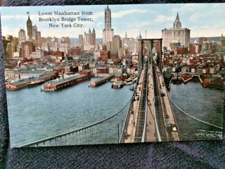 2 Vintage Post Cards Of " Queensboro And Brooklyn Bridges " In Old York