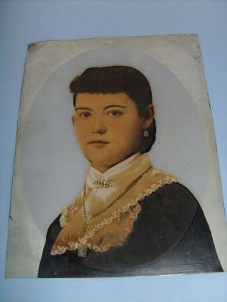 Full Plate Tintype Young Lady Fashion Photo Hand Colored Folk Art Museum Quality