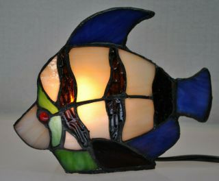 Vintage Quoizel Stained Glass Fish Night Light